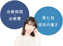 治療期間・治療費・見た目・症状の重さ